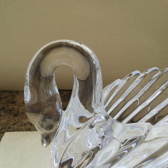 Vintage 24% lead Crystal swan bowl vase figurine Teleflora gift west Germany - Picture 2 of 7